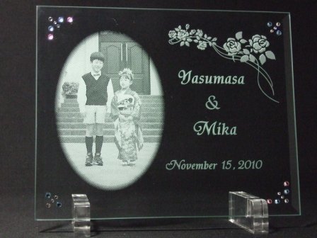 写真彫刻ガラスプレート